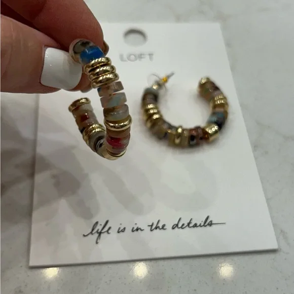 LOFT Gold and Multicolor Hoop Earrings - Picture 3 of 4